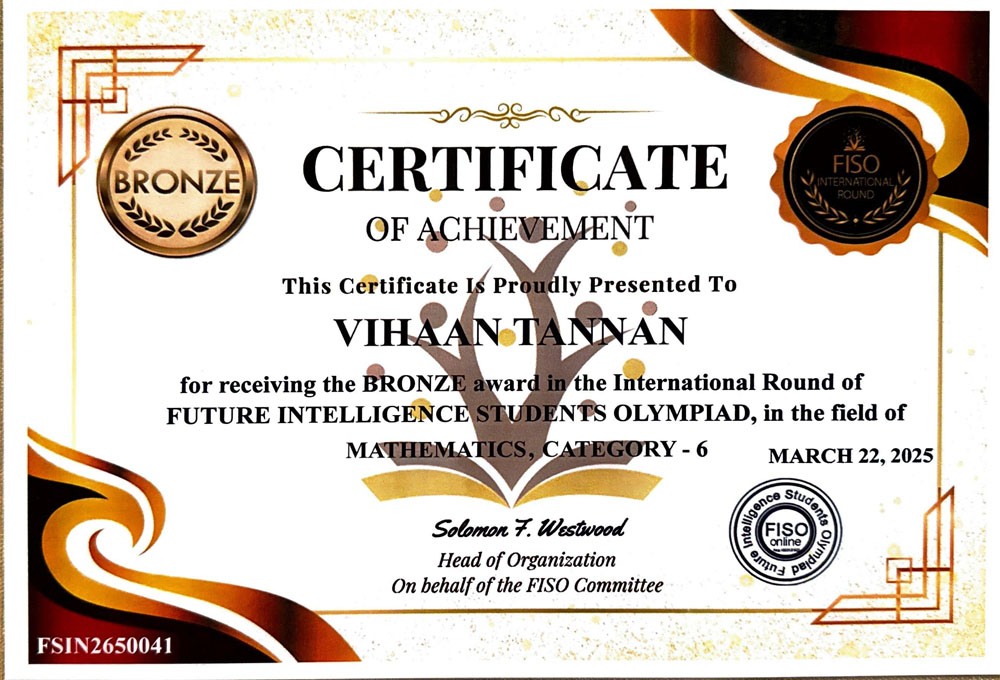 Award certificate