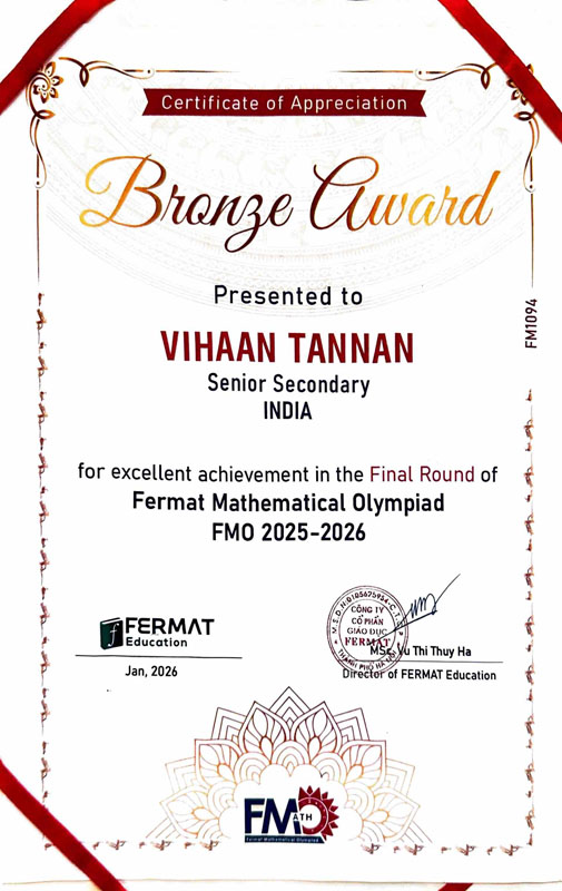 Award certificate