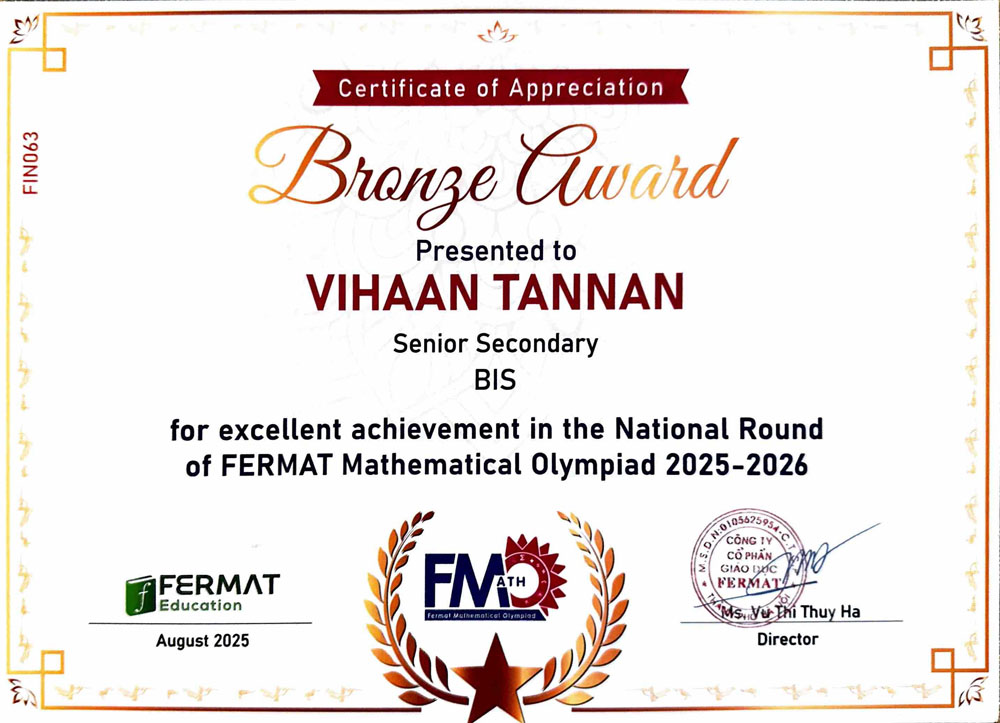 Award certificate
