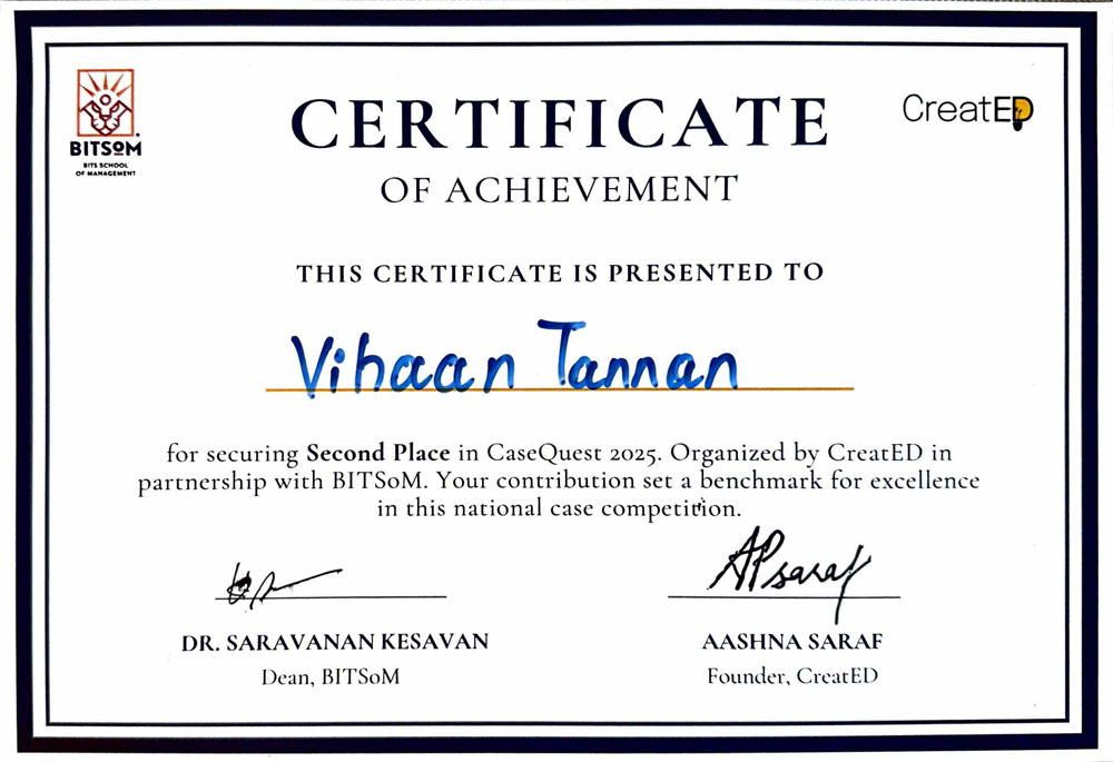 Award certificate