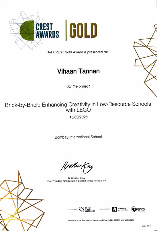 Award certificate