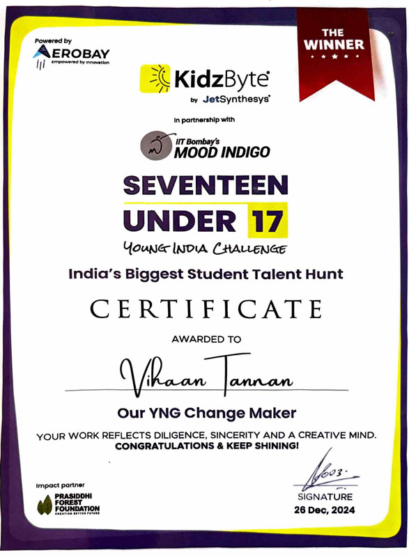 Award certificate