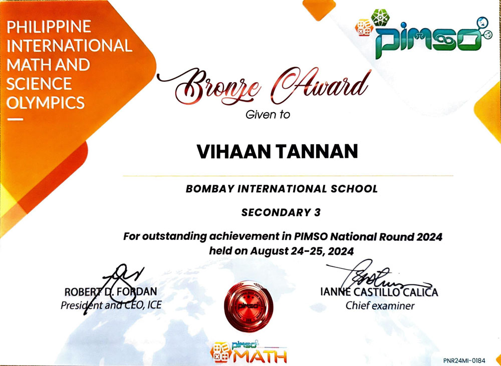 Award certificate