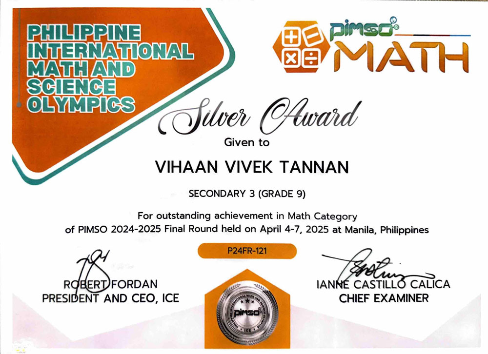 Award certificate