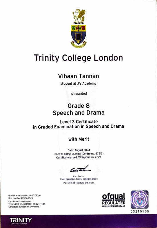 Award certificate